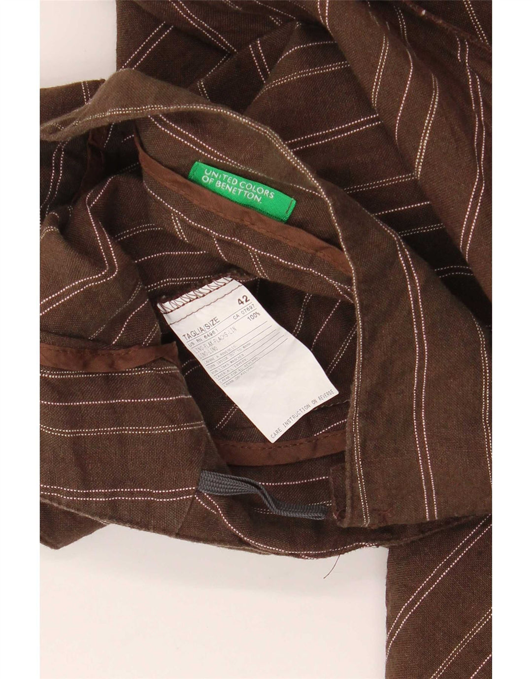 Benetton Womens Wrap Asymmetrisk Nederdel IT 42 Medium W32 Brun Stribet