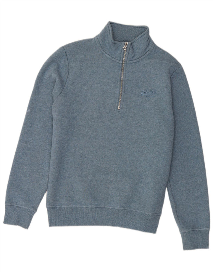 Superdry Sweatshirt med lynlås til mænd, lille blå bomuld