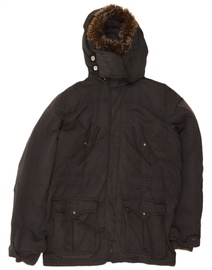 Levi's Herre hættepolstret jakke UK 42 XL Sort Polyester