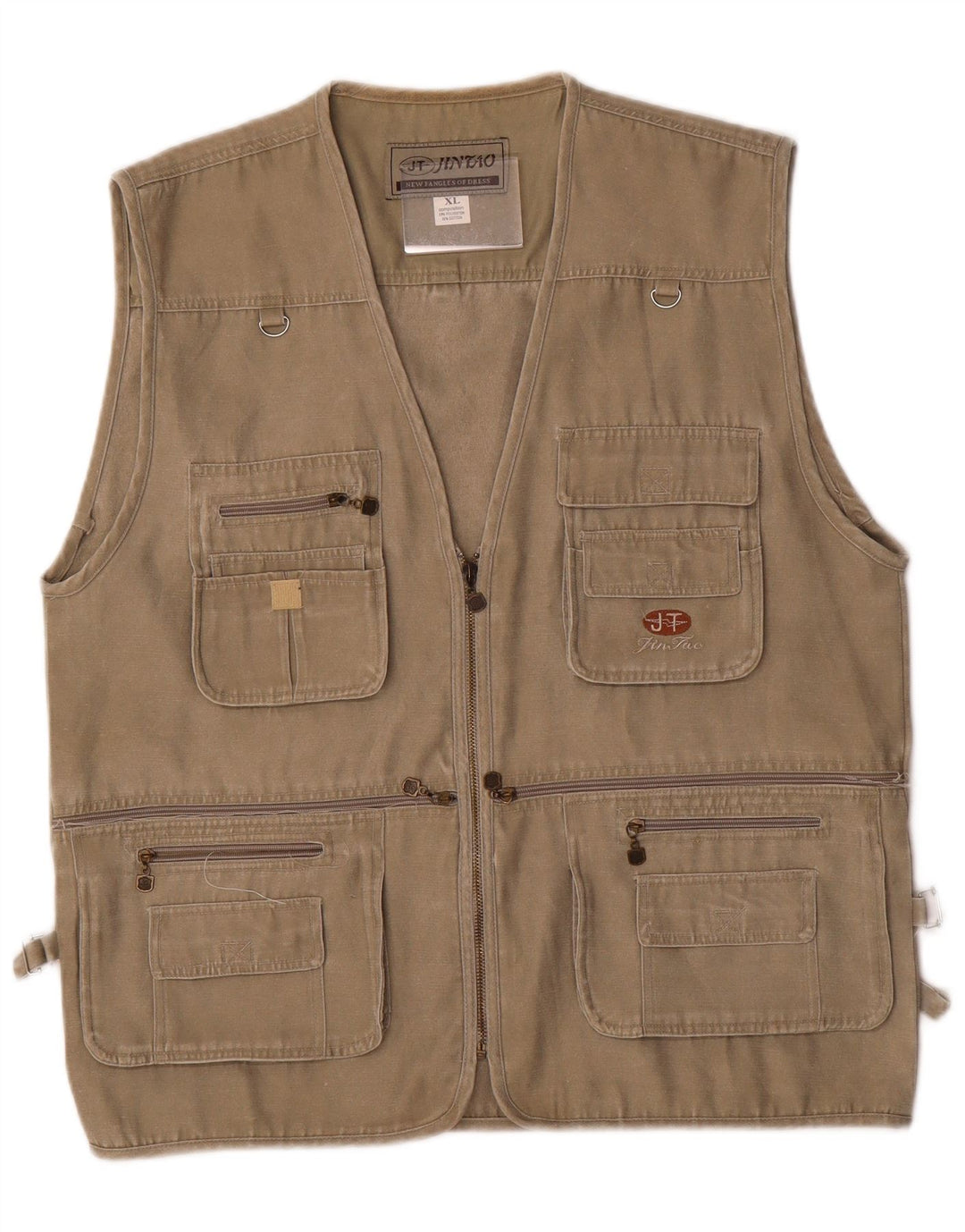 Jintao Herre Utility Gilet UK 42 XL Khaki Polyester
