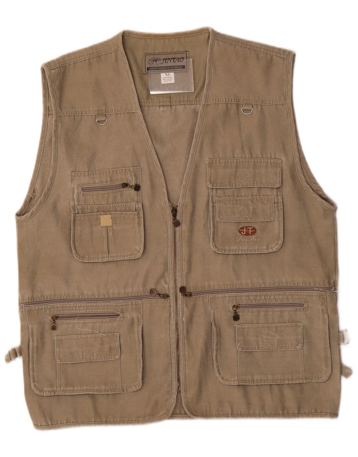 Jintao Herre Utility Gilet UK 42 XL Khaki Polyester