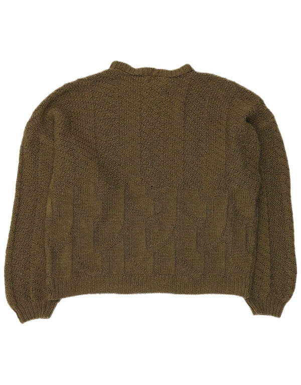 VINTAGE Dame Oversized Crew Neck sweater UK 18 XL Khaki