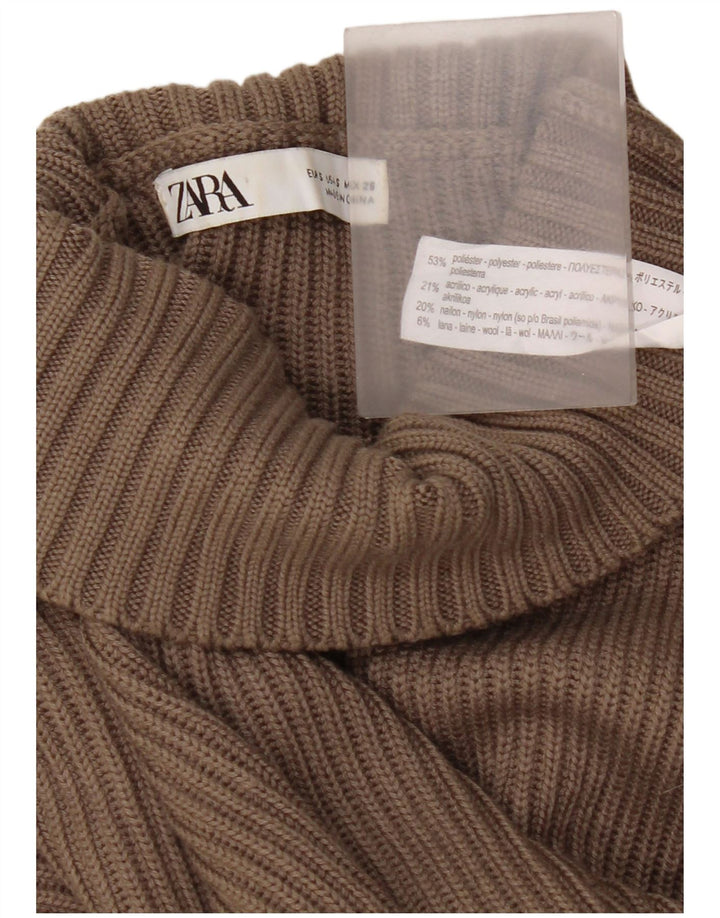 Zara Dame Oversized Turtle Neck Jumper Sweater UK 10 Small Brown
