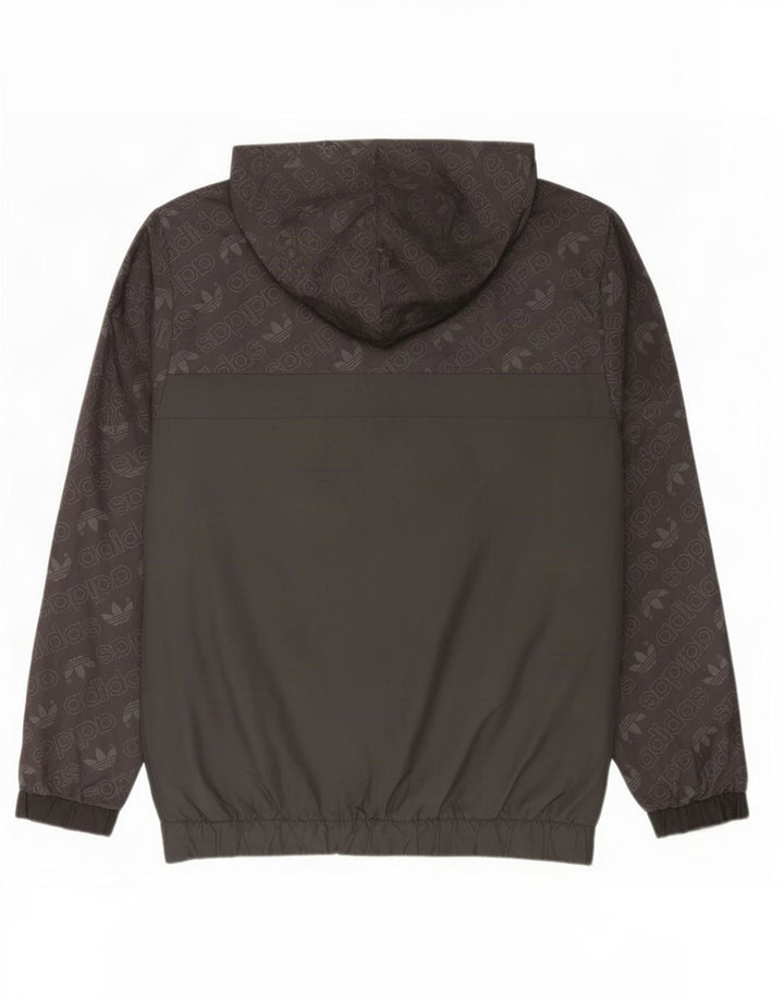 Adidas Herre Grafisk Hætte Vendbar Jakke UK 40 Stor Sort Polyester