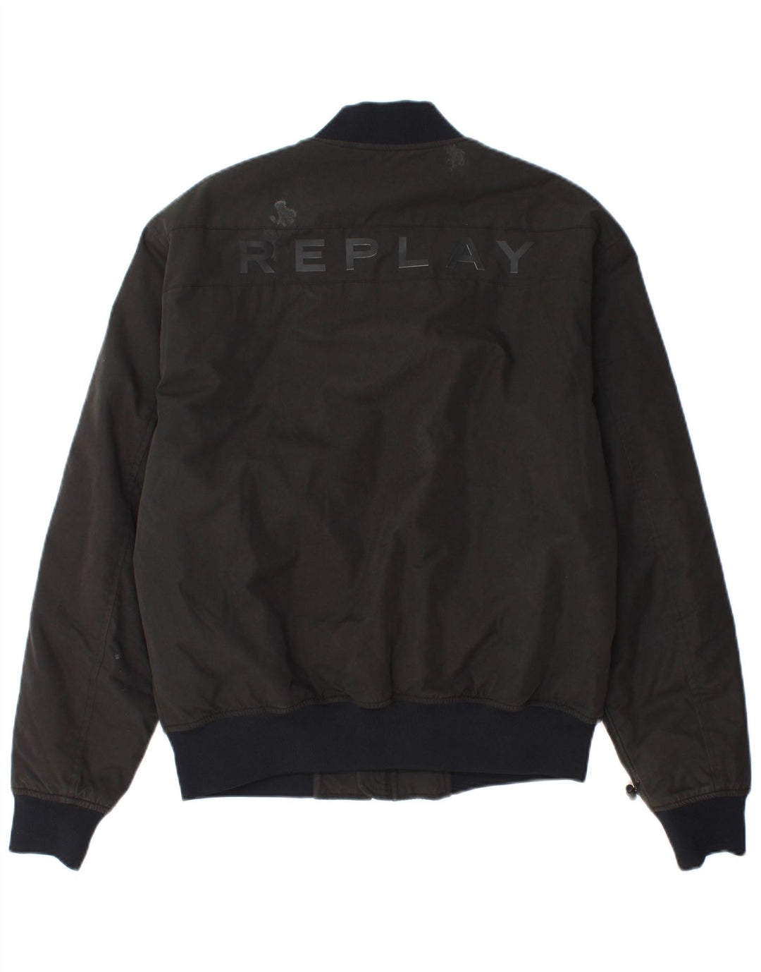 Replay Herre Graphic Bomber Jacket UK 38 Medium Grey Colourblock Cotton