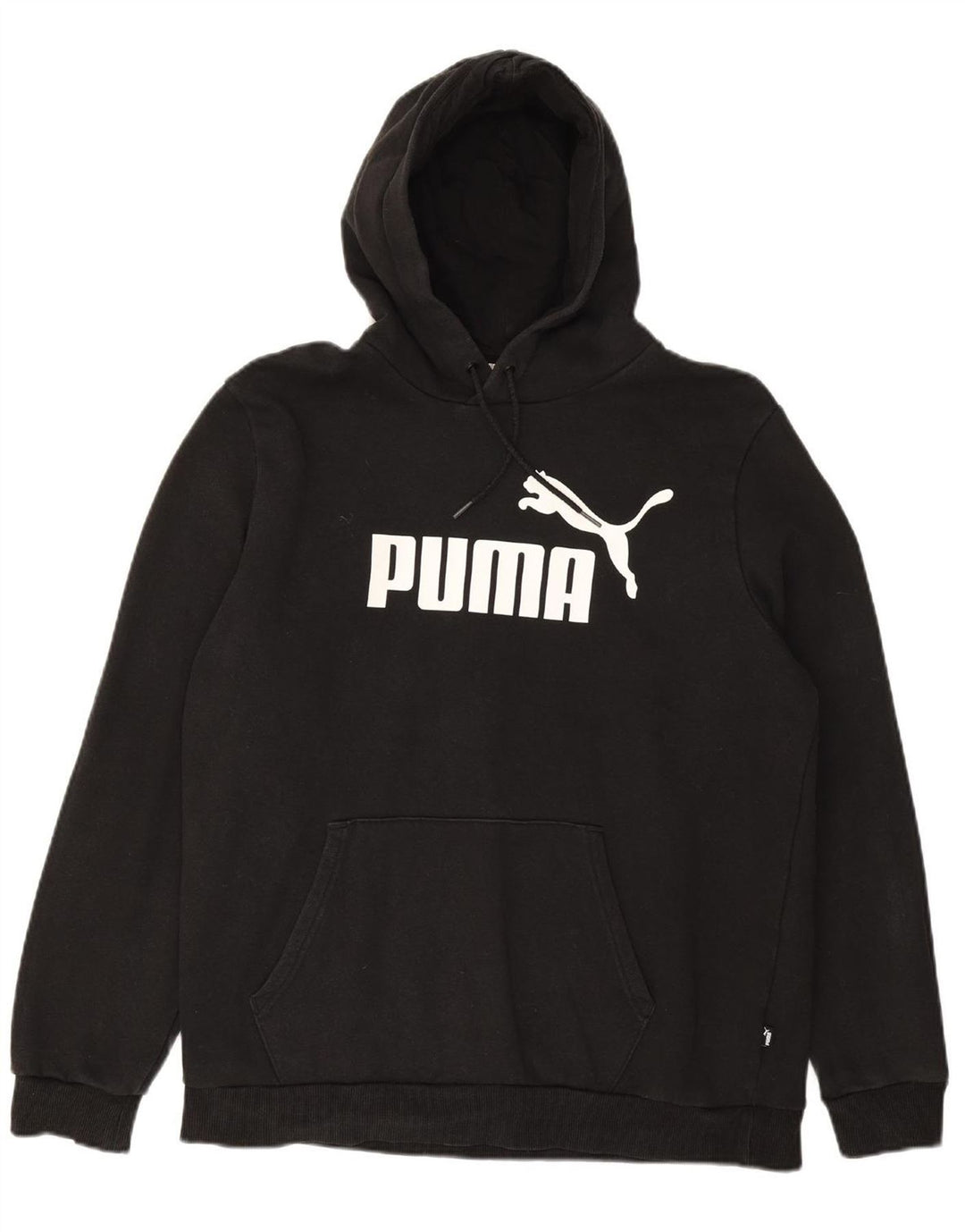 PUMA Mens Graphic Hoodie Jumper Large Black Cotton