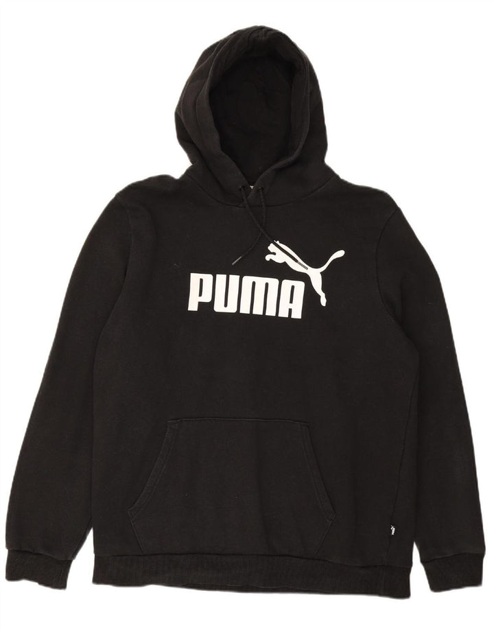 PUMA Mens Graphic Hoodie Jumper Large Black Cotton