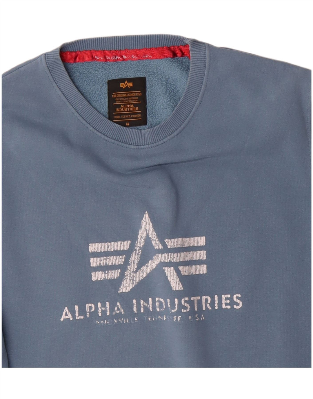 Alpha Industries Grafisk sweatshirt til mænd mellemblå bomuld