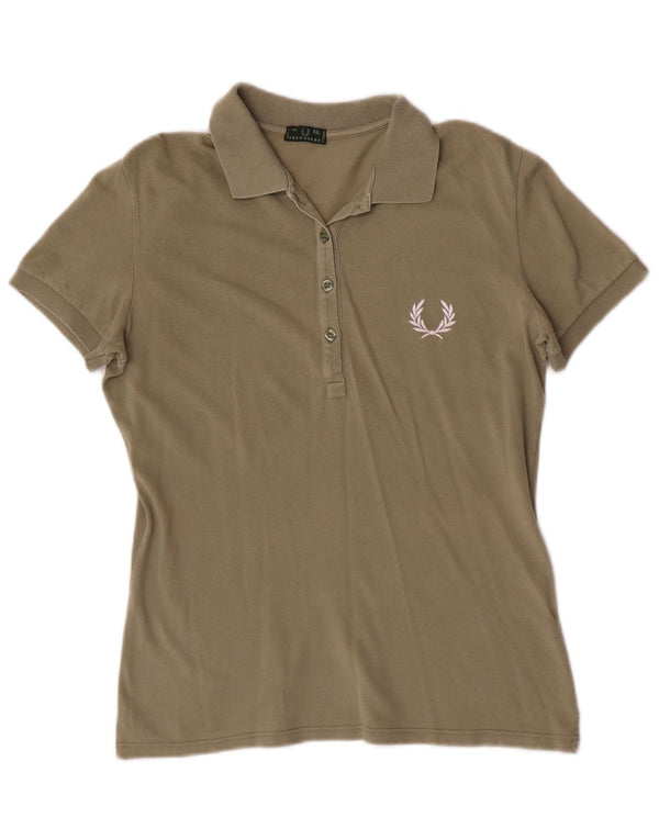 Fred Perry Womens Polo Shirt UK 18 XL Khaki Cotton
