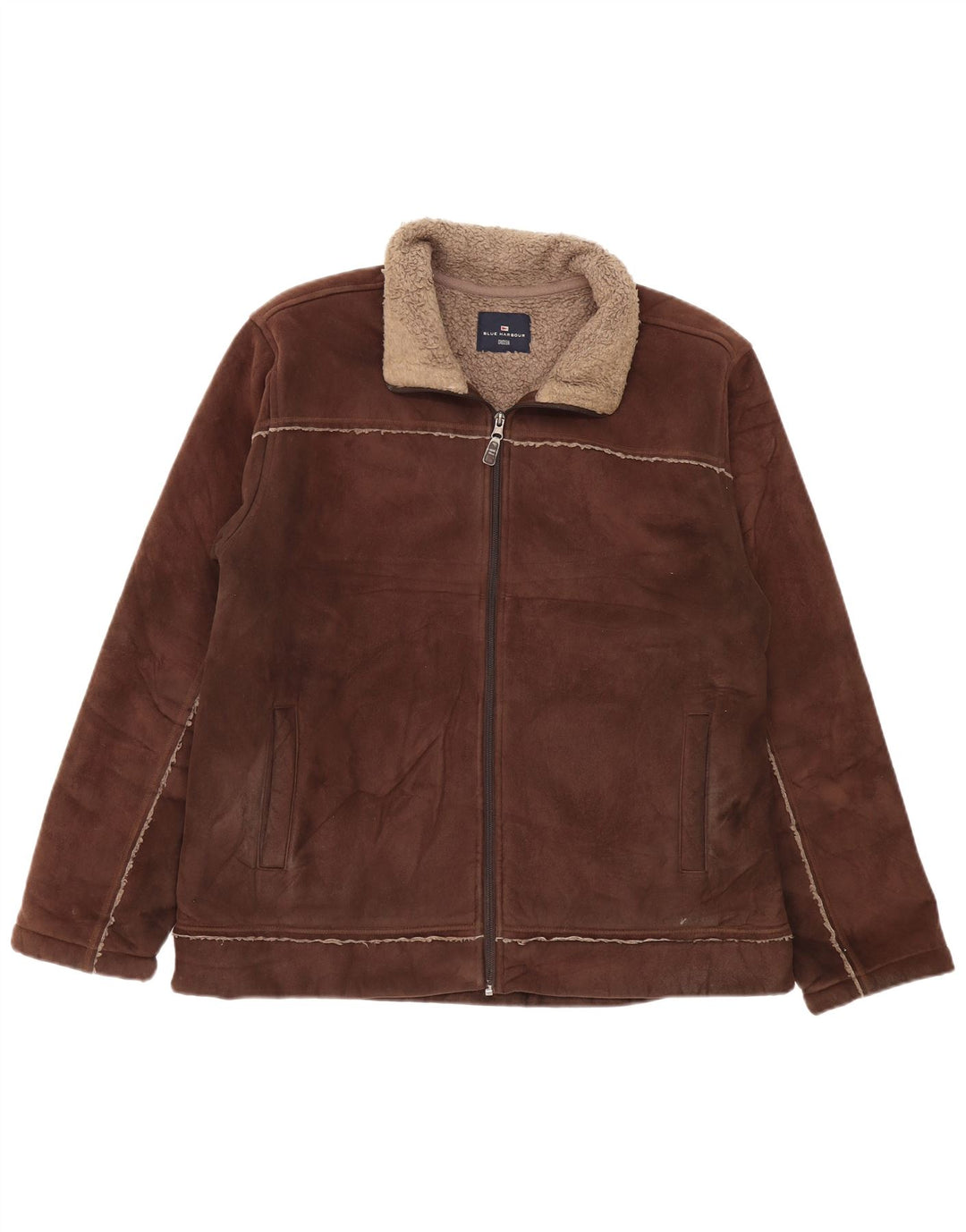 MARKS & SPENCER Sherpajakke til mænd UK 41/43 Stor brun polyester