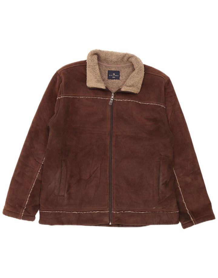 MARKS & SPENCER Sherpajakke til mænd UK 41/43 Stor brun polyester