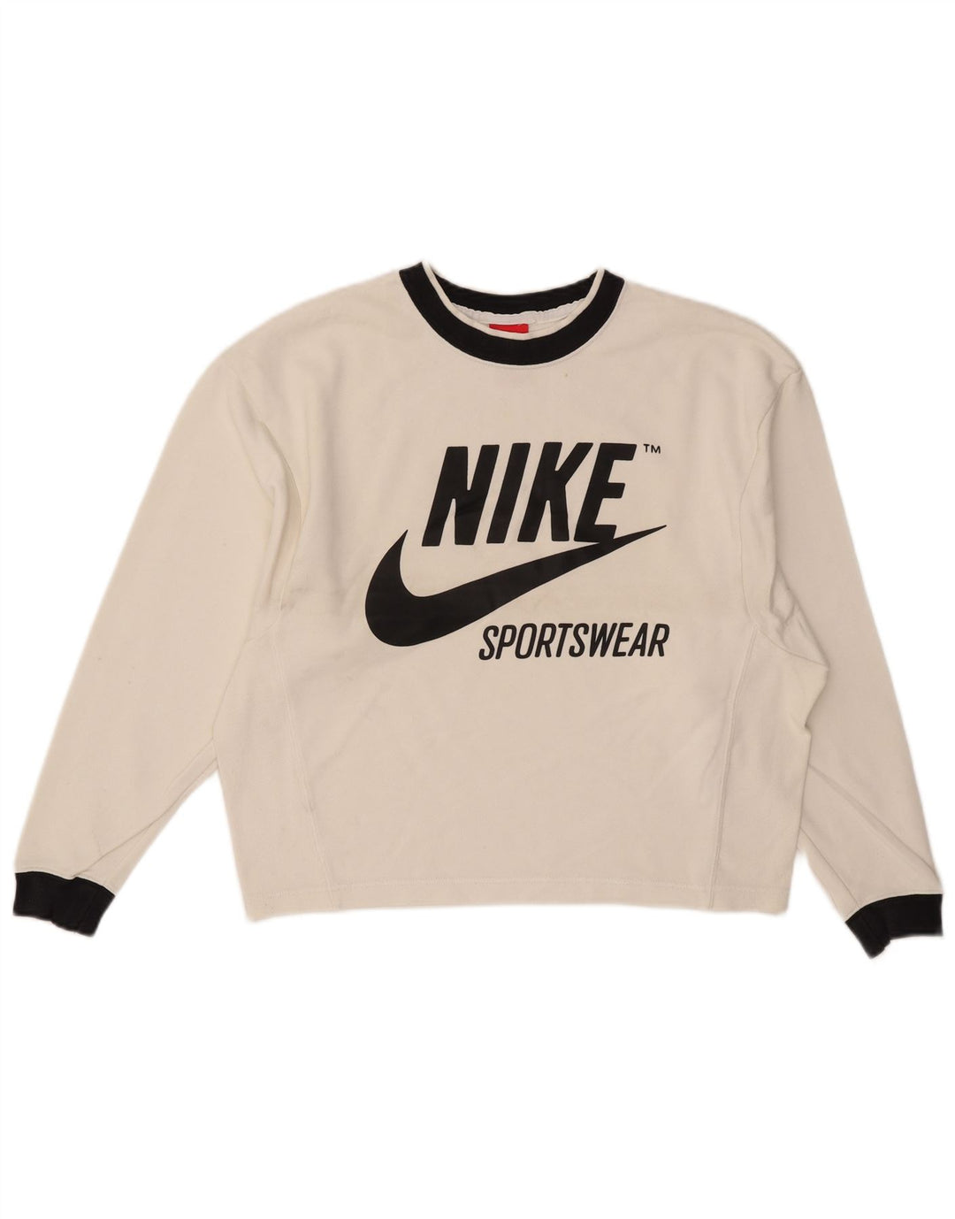 Nike Dame Grafisk Oversized Sweatshirt Jumper UK 6 XS Hvid Colourblock