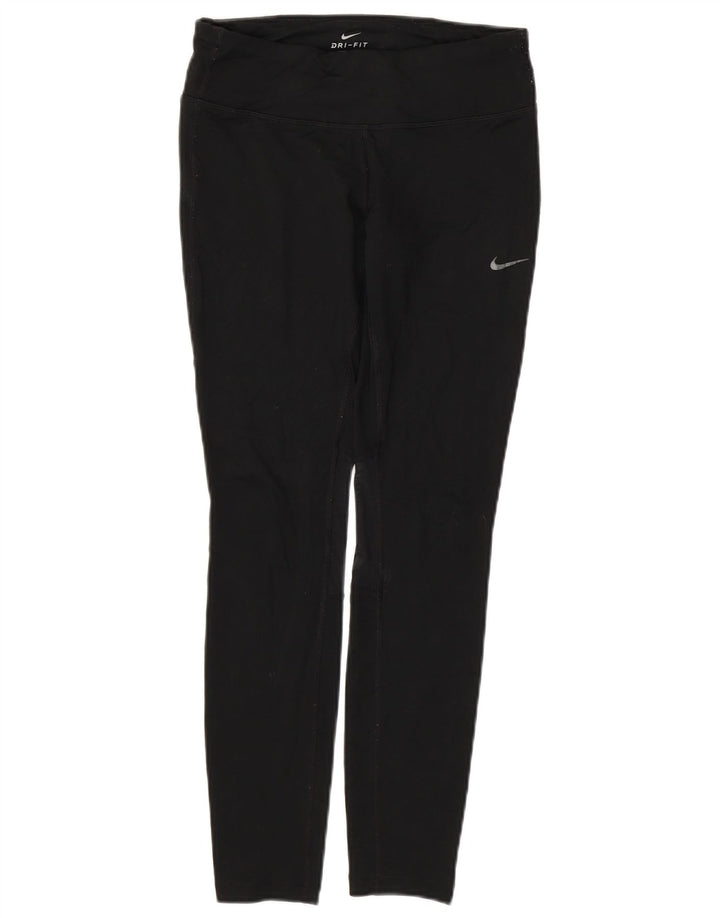 NIKE Dame Dri Fit Leggings UK 10 Lille sort polyester