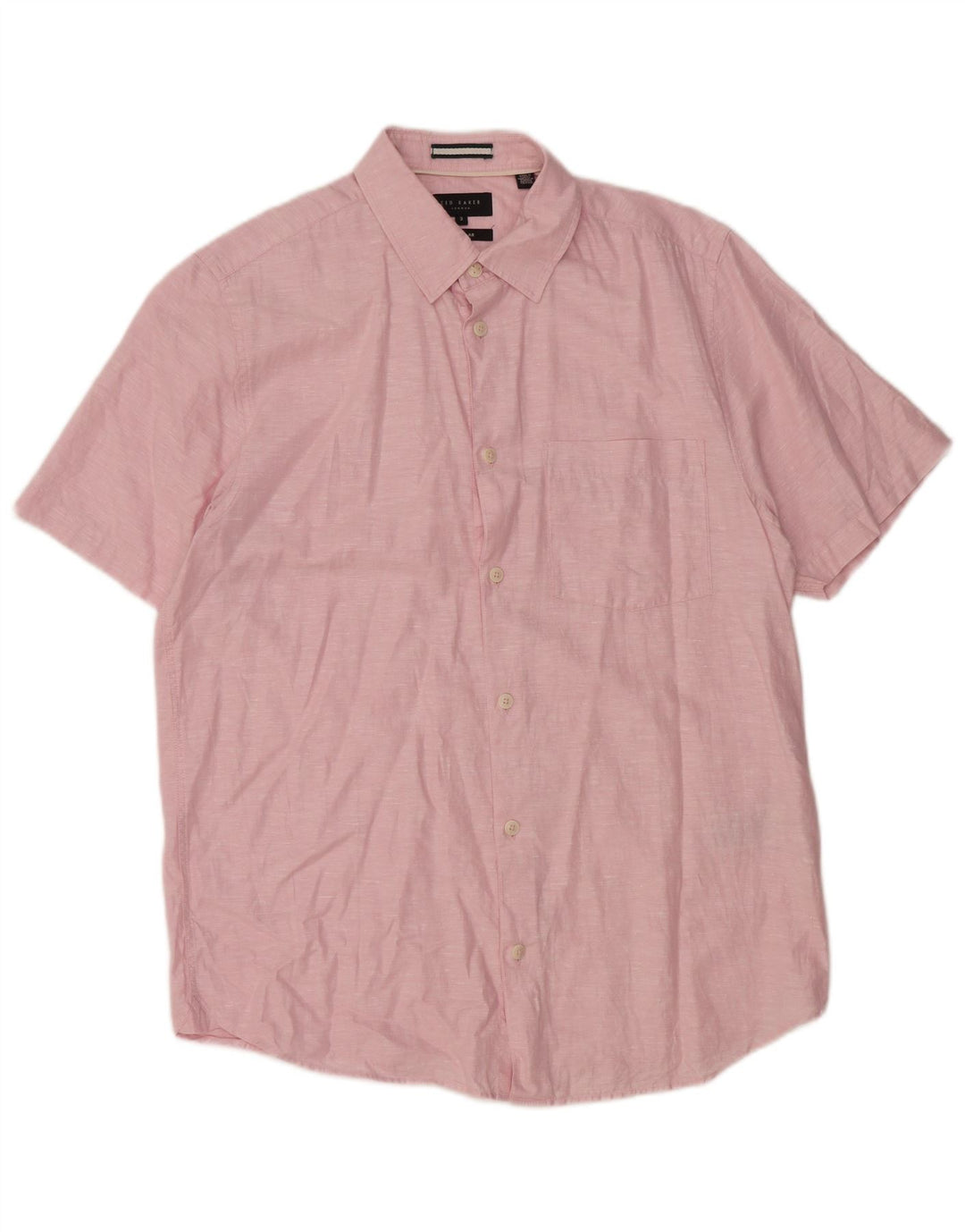 TED BAKER Herre Regular Fit kortærmet skjorte størrelse 3 Medium Pink Flecked