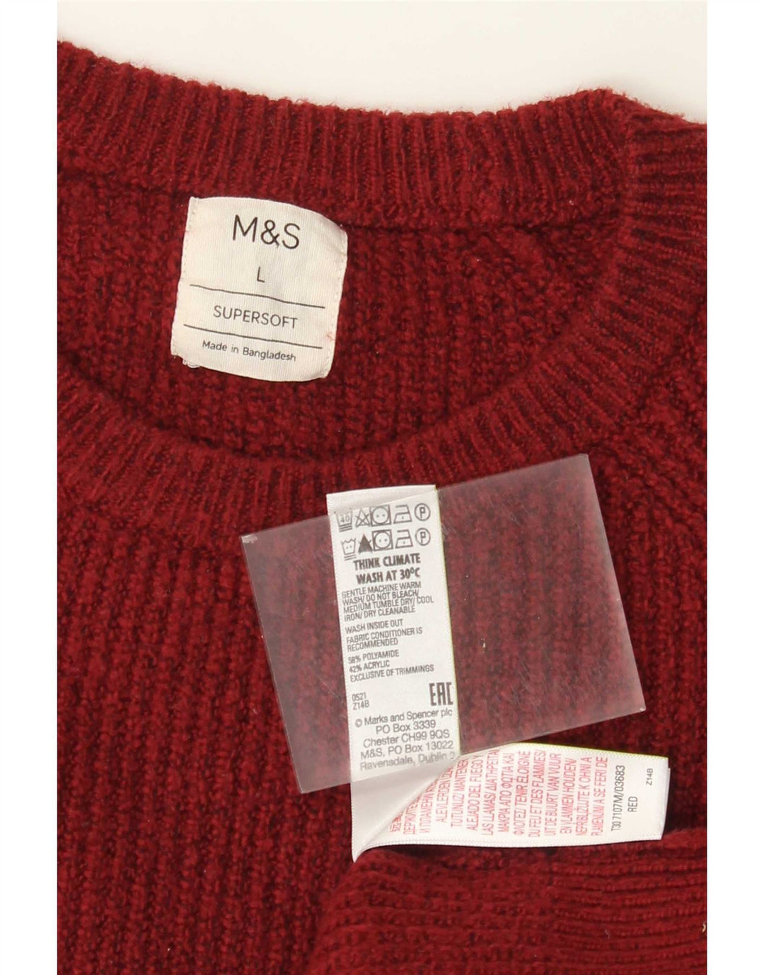 Marks & Spencer Herre trøjetrøje med rund hals, stor rød flækket polyamid