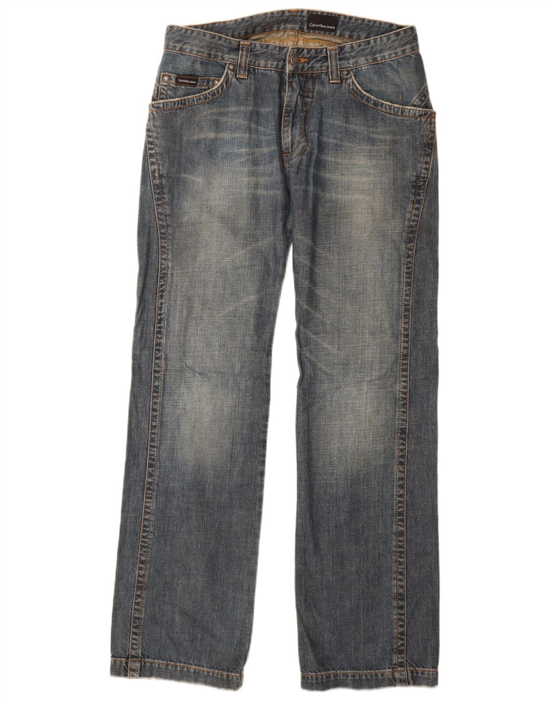 CALVIN KLEIN Lige jeans til kvinder W32 L34 Blå bomuld