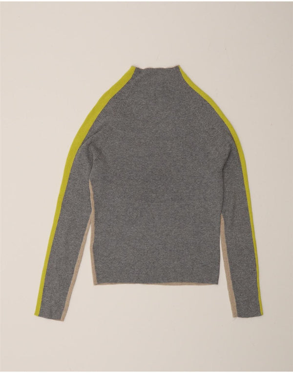 White Stuff Womens Turtle Neck Jumper Sweater UK 8 Small Grey Colourblock