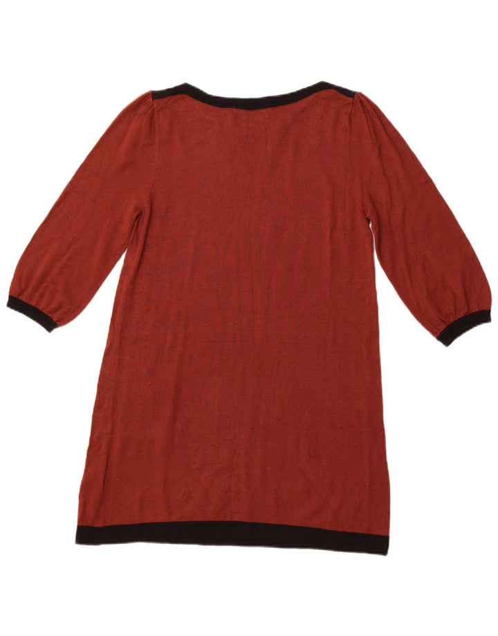 MARKS & SPENCER Dame 3/4-ærmet tunikatop UK 12 Medium Brun Colourblock