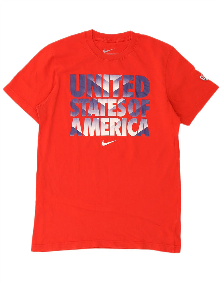 Nike Herre Slim Fit Grafisk T-Shirt Top Stor Rød Bomuld