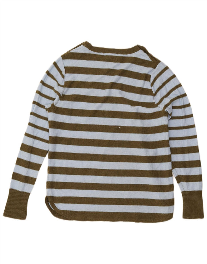 White Stuff Dame Boat Neck Jumper Sweater UK 12 Medium Khaki Striped