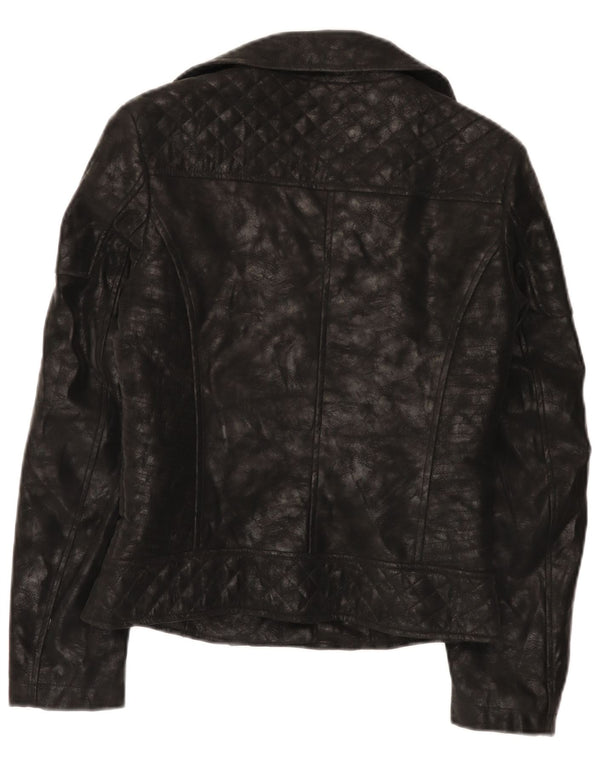 Guess Womens Biker-jakke i imiteret læder UK 4 XS sort polyurethan