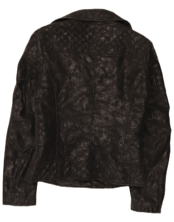 Guess Womens Biker-jakke i imiteret læder UK 4 XS sort polyurethan