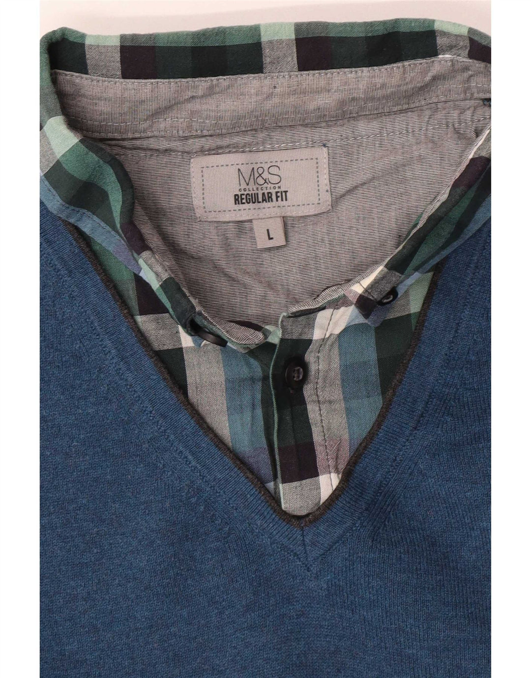 Marks & Spencer Herre Regular Fit Polo Neck Jumper Sweater Large Blue