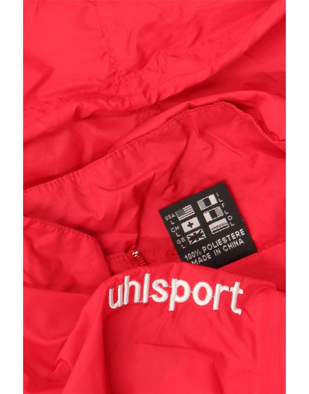 Uhlsport Regnjakke med hætte til mænd UK 40 Stor Rød Polyester