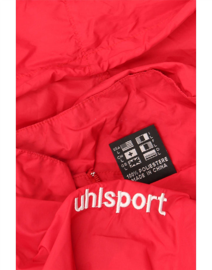 Uhlsport Regnjakke med hætte til mænd UK 40 Stor Rød Polyester