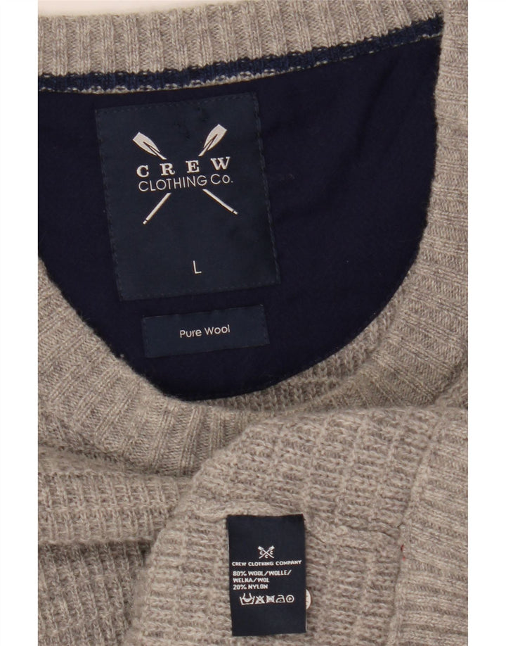 Crew Clothing Herre Crew Neck Jumper Sweater Stor Grå Uld