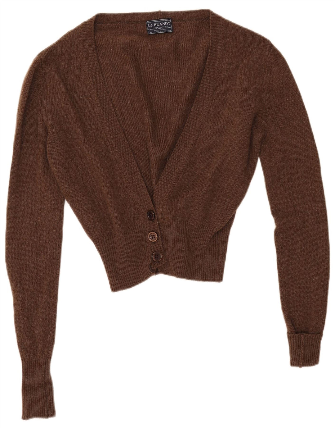 VINTAGE Womens Crop Cardigan Sweater UK 14 Medium Brun lammeuld