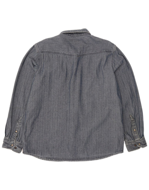 Carhartt Herre Slim Fit skjorte Stor blå sildebensbomuld