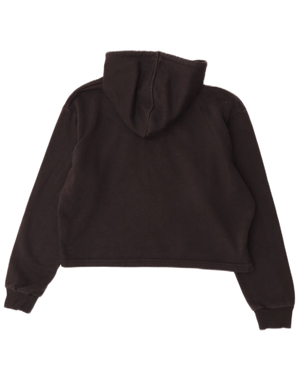 Puma Womens Crop Graphic Oversized Hoodie Jumper UK 10 Small Black Bomuld