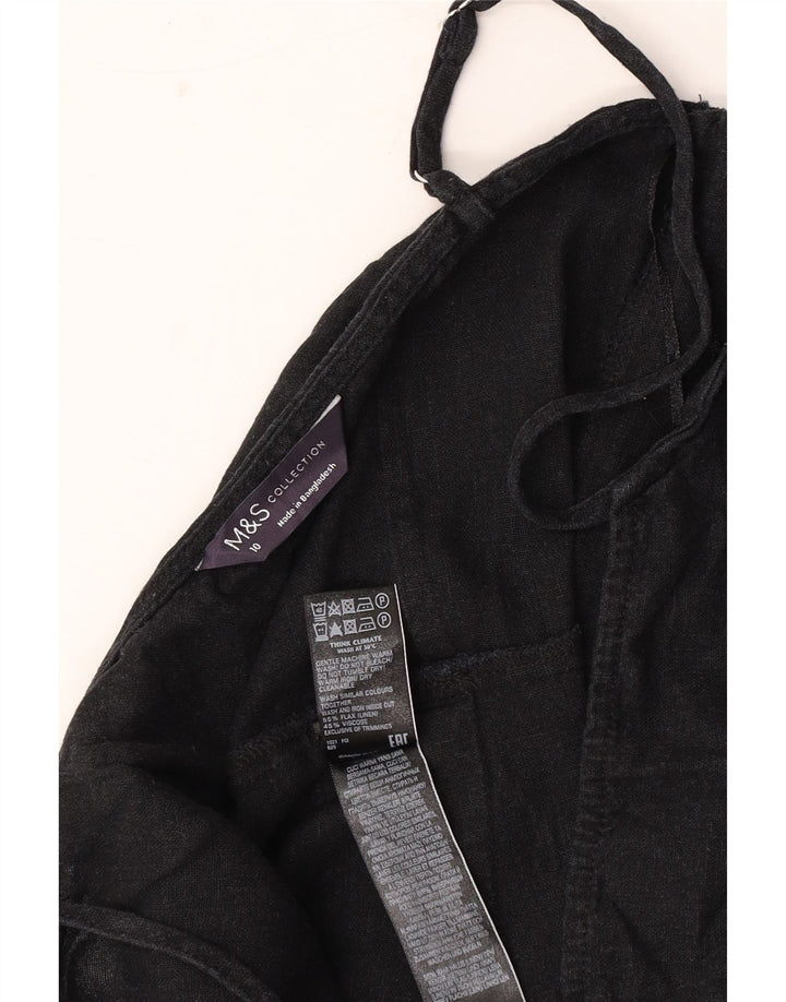 Marks & Spencer Dame ærmeløs Jumpsuit UK 10 Small Black Linen