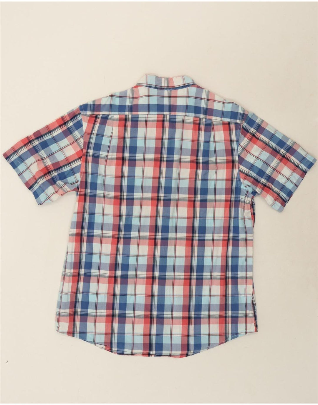 IZOD Mens Short Sleeve Shirt Large Blue Check Cotton Vintage Izod and Second-Hand Izod from Messina Hembry 