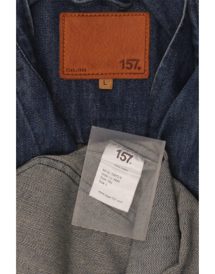 Lager 157 Herre Denim 5 Button Blazer Jacket UK 40 Large Blue Cotton