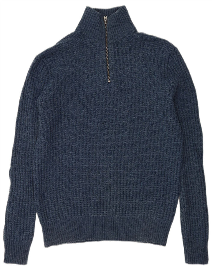 Gap Herre Zip Neck Jumper Sweater Lille Blå Lammeuld