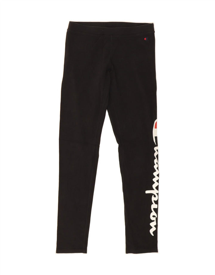CHAMPION Womens Graphic Leggings UK 10 Small  Black Cotton Vintage Champion and Second-Hand Champion from Messina Hembry 