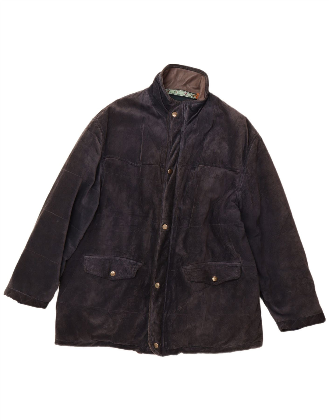 Vintage herre ruskind vindjakke IT 52 XL marineblåt læder