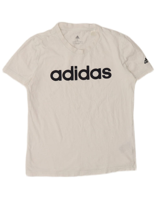 Adidas Grafisk T-Shirt Top UK 8/10 Small White Bomuld
