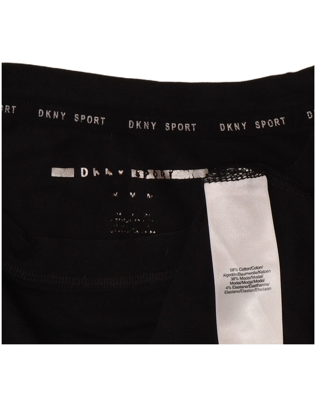 DKNY Womens Graphic Top Long Sleeve UK 14 Medium Black Cotton