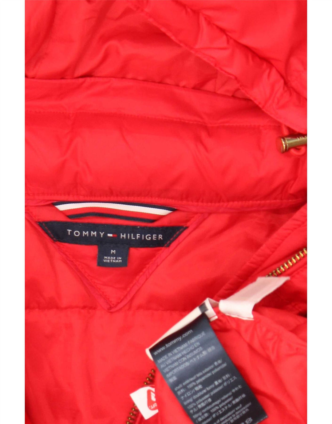 Tommy Hilfiger Dame Hættejakke UK 14 Medium Rød Polyamid