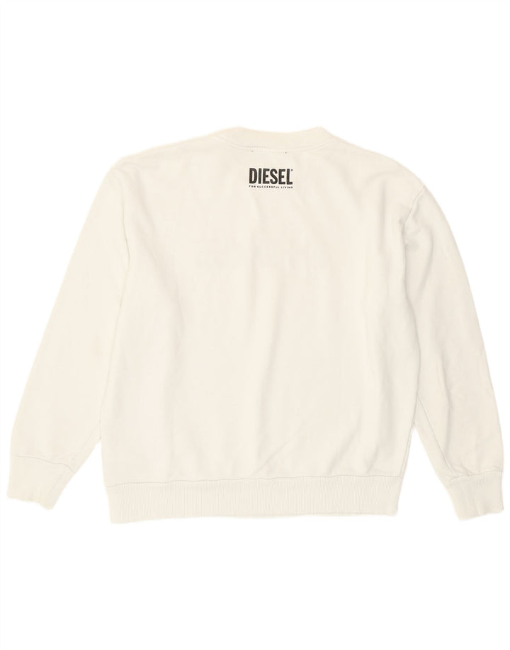 Diesel Herre Grafisk Sweatshirt Jumper Lille Hvid Bomuld