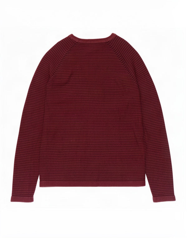 Jack & Jones Herre Boat Neck Jumper Sweater Medium Burgundy Pinstripe Bomuld