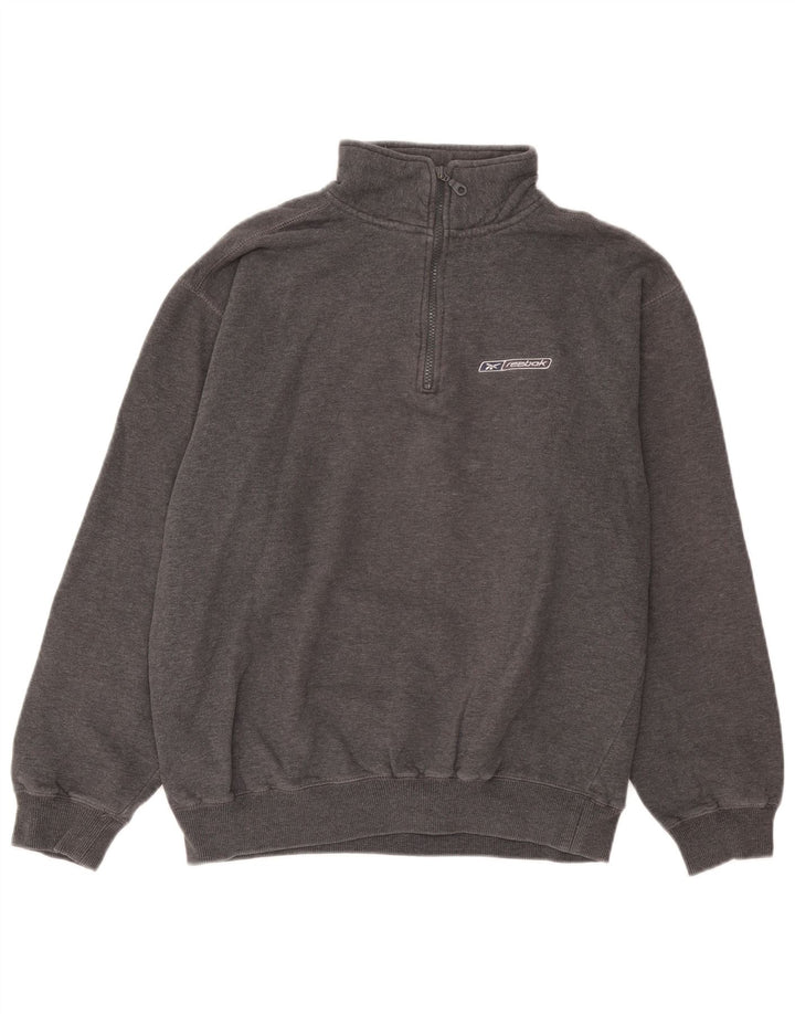 Reebok Sweatshirt med lynlås til mænd mellem grå bomuld