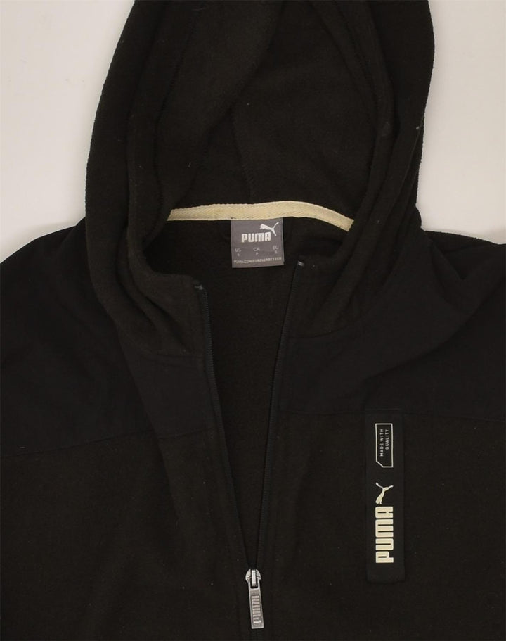 PUMA Mens Zip Hoodie Sweater Small Black Polyester | Vintage Puma | Thrift | Second-Hand Puma | Used Clothing | Messina Hembry 
