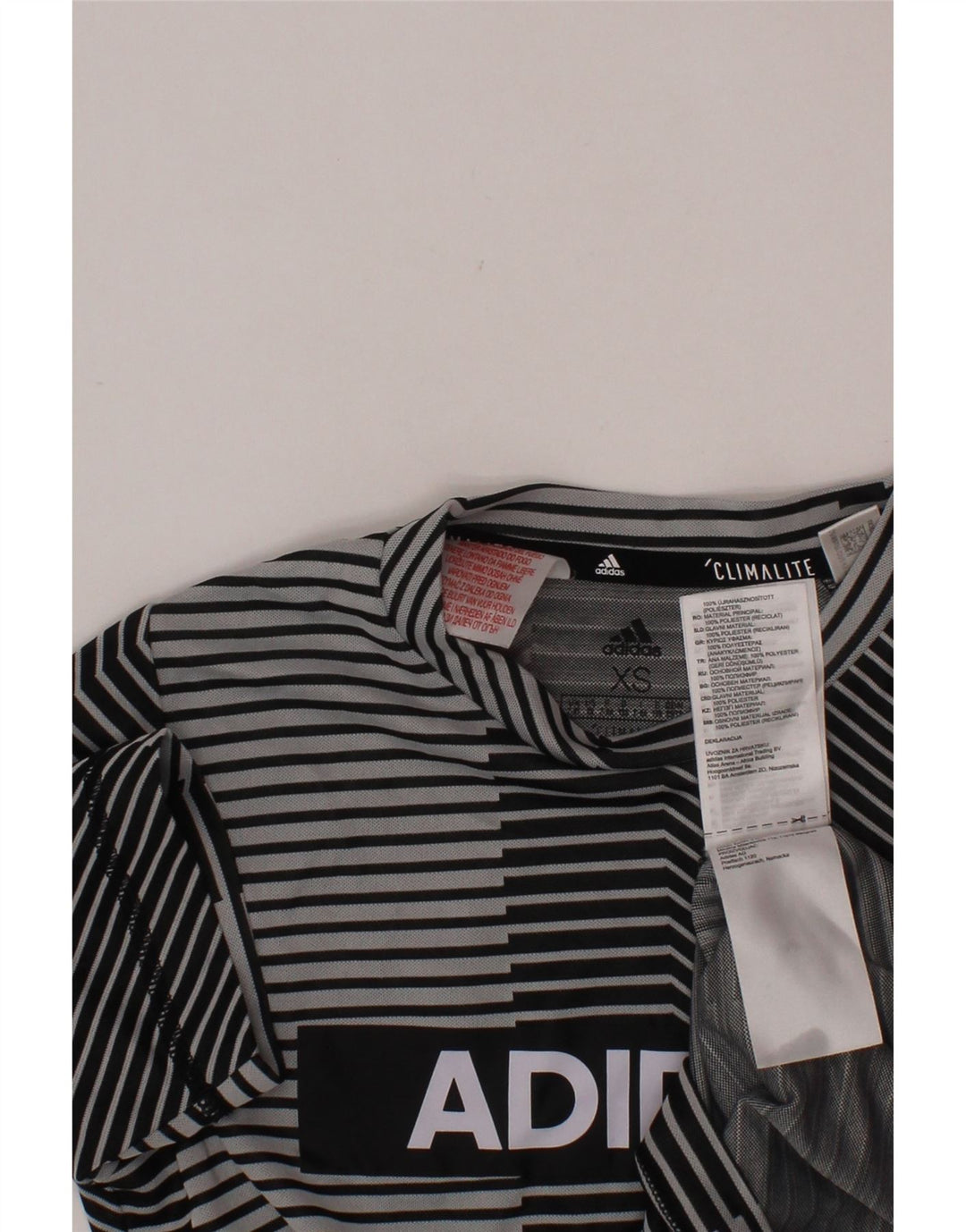 ADIDAS Boys Climalite Graphic T-Shirt Top 2-3 Years XS Grey Striped