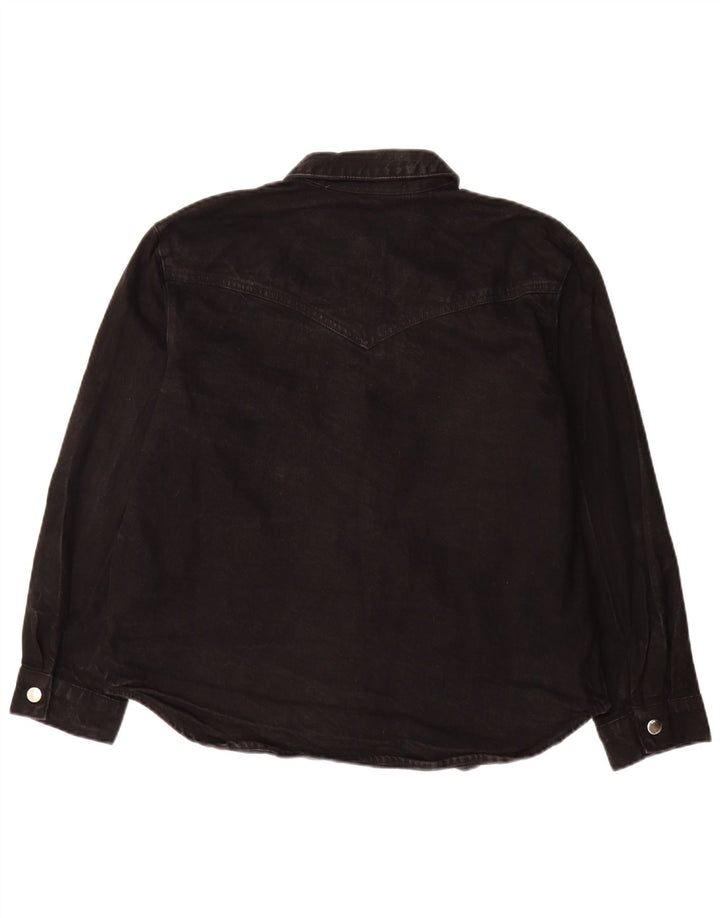Zara Dame Oversized Denim Shirt UK 10 Small Black Bomuld