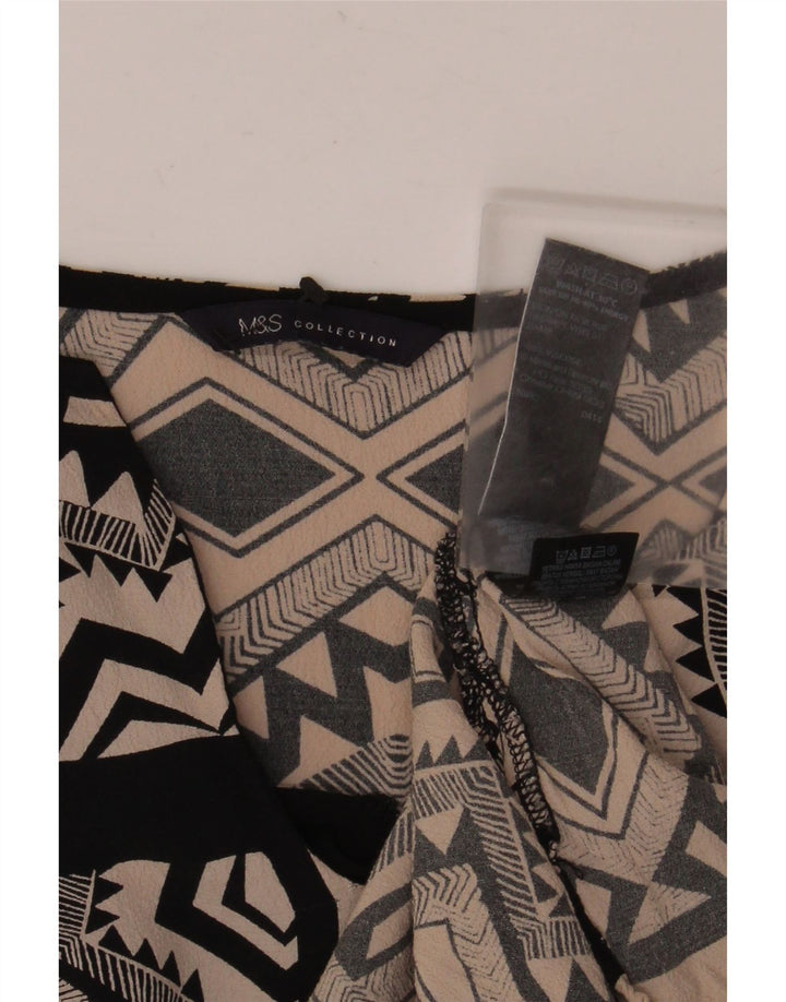 Marks & Spencer Damebluse Top UK 16 Stor sort geometrisk viskose
