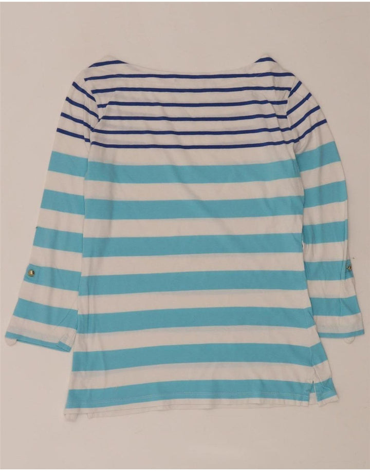 TOMMY HILFIGER Dame Top 3/4 ærmer UK 12 Mellem blå stribet